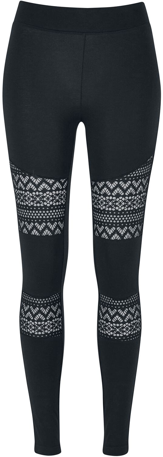 Image of Leggings di Urban Classics - Ladies’ crochet lace inset leggings - XS a S - Donna - nero