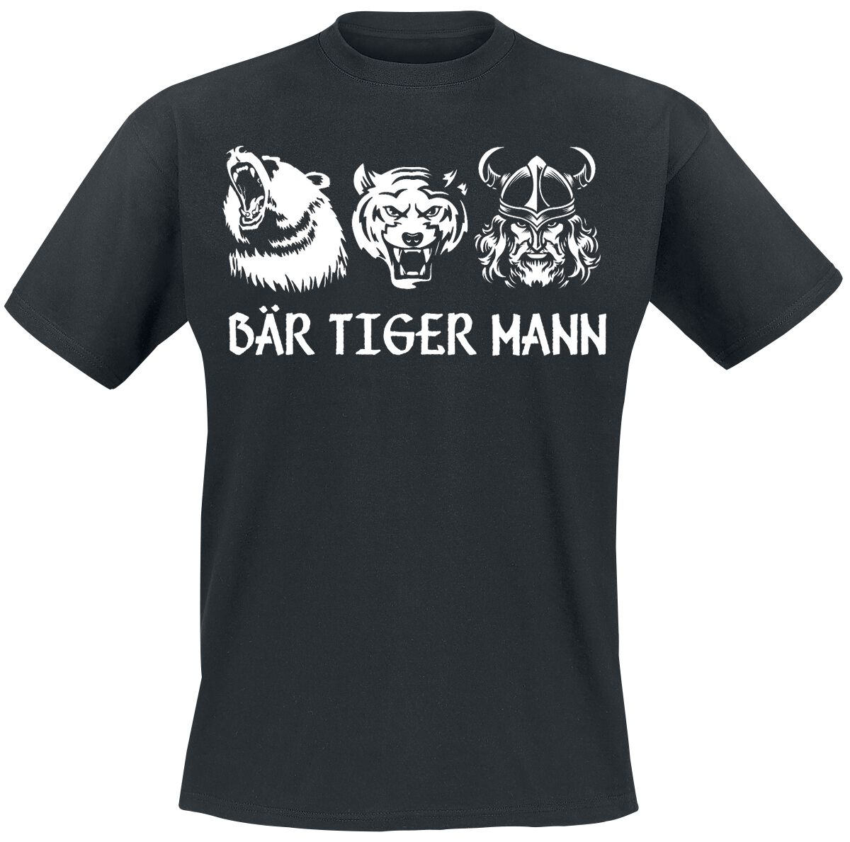 Tierisch Bär Tiger Mann T-Shirt schwarz in 4XL