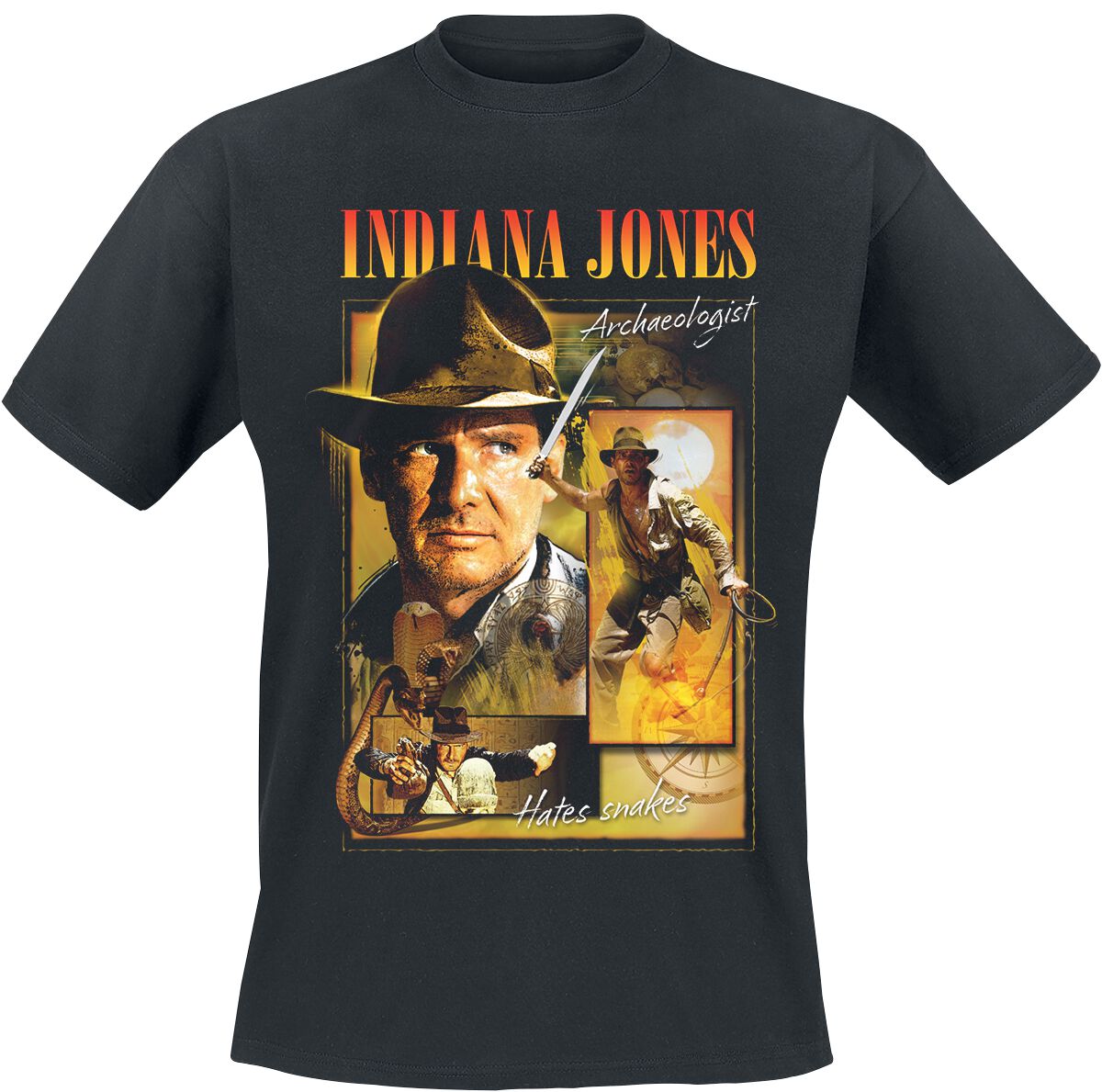 Indiana Jones T-Shirt - Hommage - S bis XXL - für Männer - Größe XXL - schwarz  - Lizenzierter Fanartikel