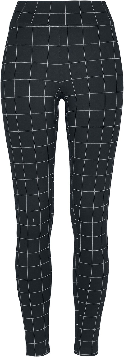 Urban Classics Leggings - Ladies Check High Waist Leggings - XS bis 5XL - für Damen - Größe 4XL - schwarz/weiß