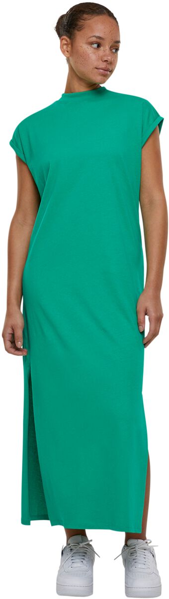 Urban Classics Ladies Long Extended Shoulder Dress Langes Kleid grün in XL