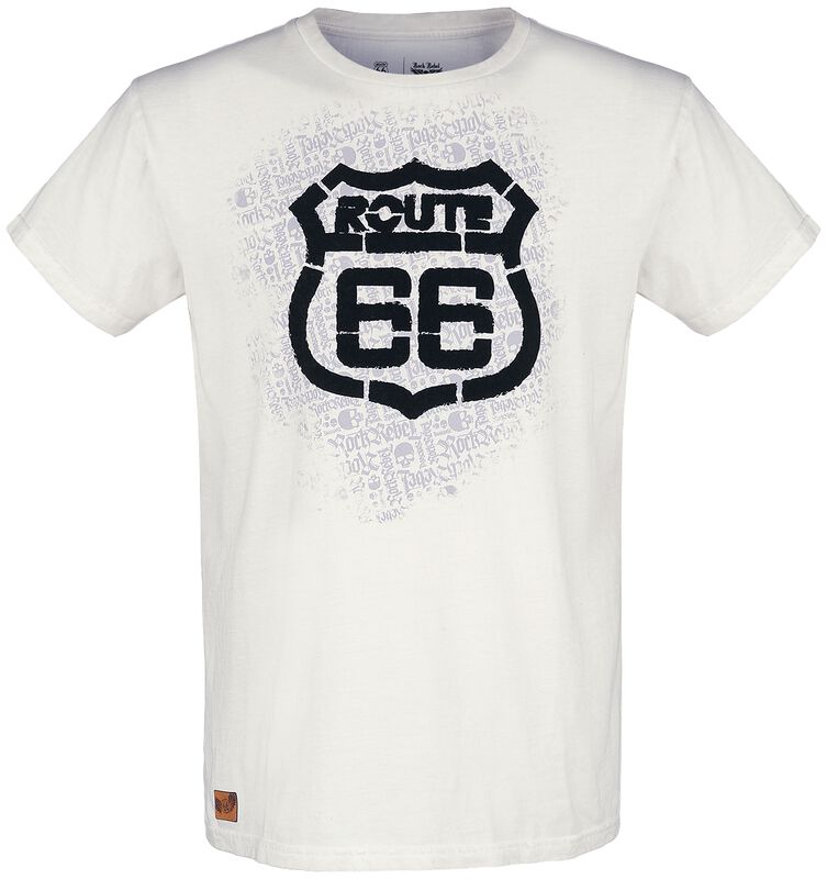 Rock Rebel X Route 66 - Weißes T-Shirt mit Flockprint