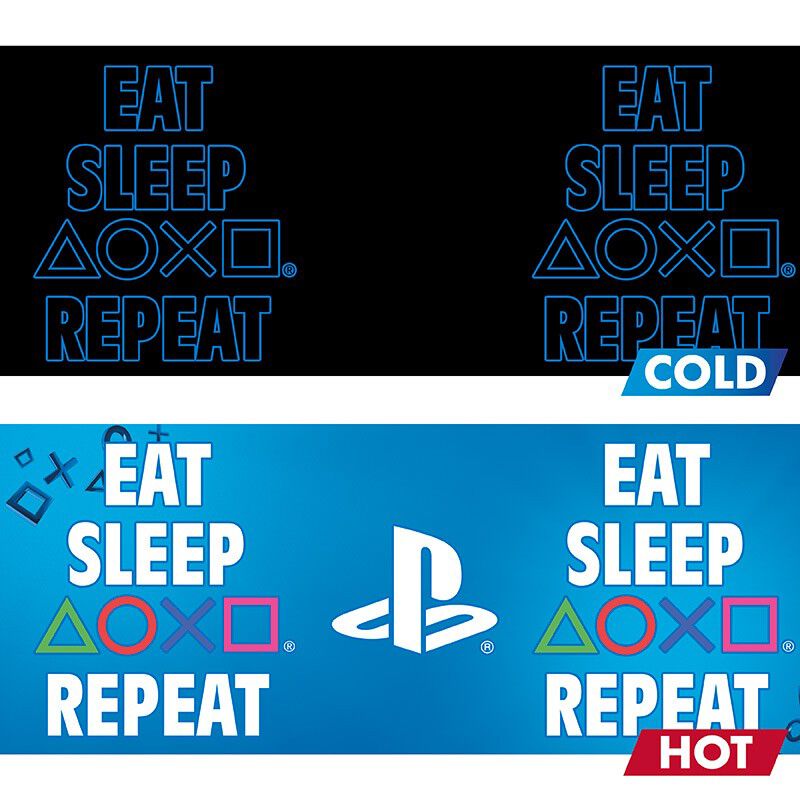 Gaming Playstation Eat Sleep Repeat - Tasse mit Thermoeffekt | Playstation Tasse