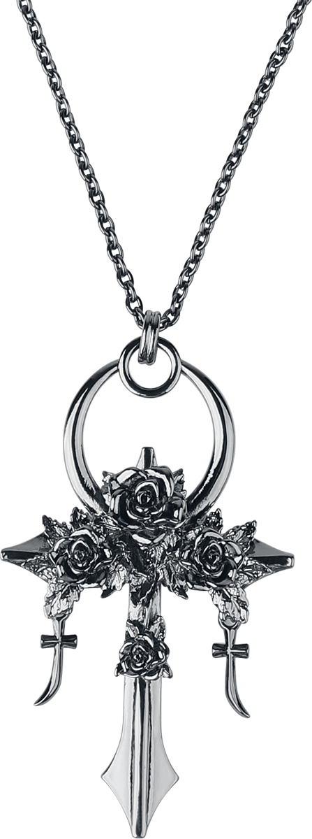 Killstar Gothic Necklace - Mourning Ankh - for Women - silver-coloured