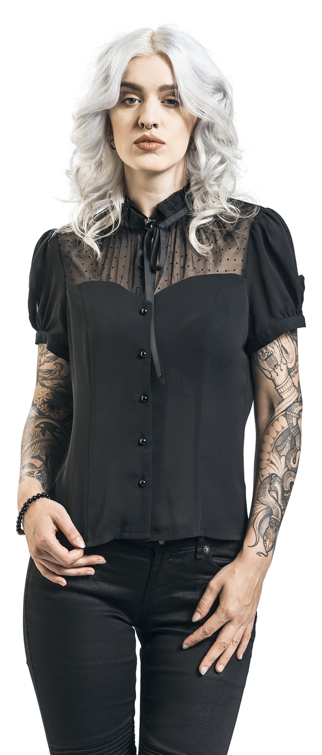 Voodoo Vixen Acid Doll Coalette Blouse Bluse schwarz