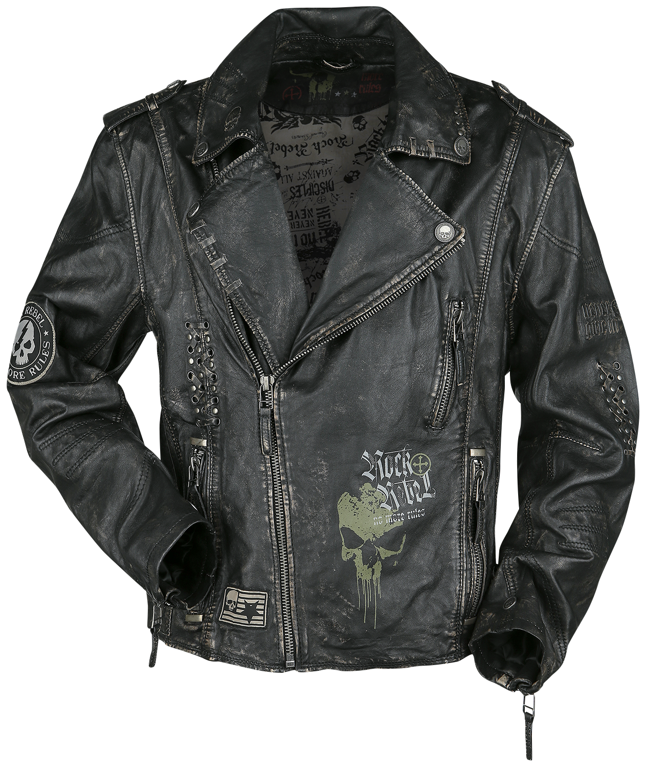 Rock Rebel by EMP  Leather Jacket - Chaqueta de cuero estilo biker en gris oscuro - for Men - dark grey