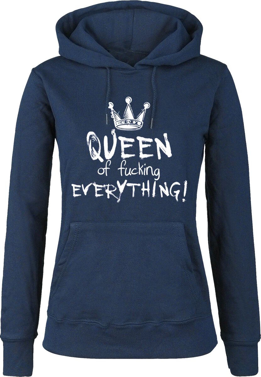 Sweat-shirt à capuche Fun de Slogans - Queen Of Fucking Everything - S à XXL - pour Femme - bleu fon