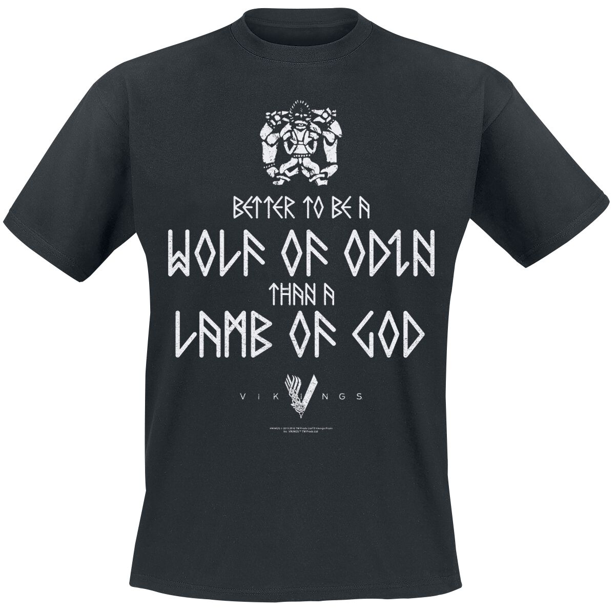 Vikings T-Shirt - Wolf Of Odin - S bis L - für Männer - Größe L - schwarz  - Lizenzierter Fanartikel
