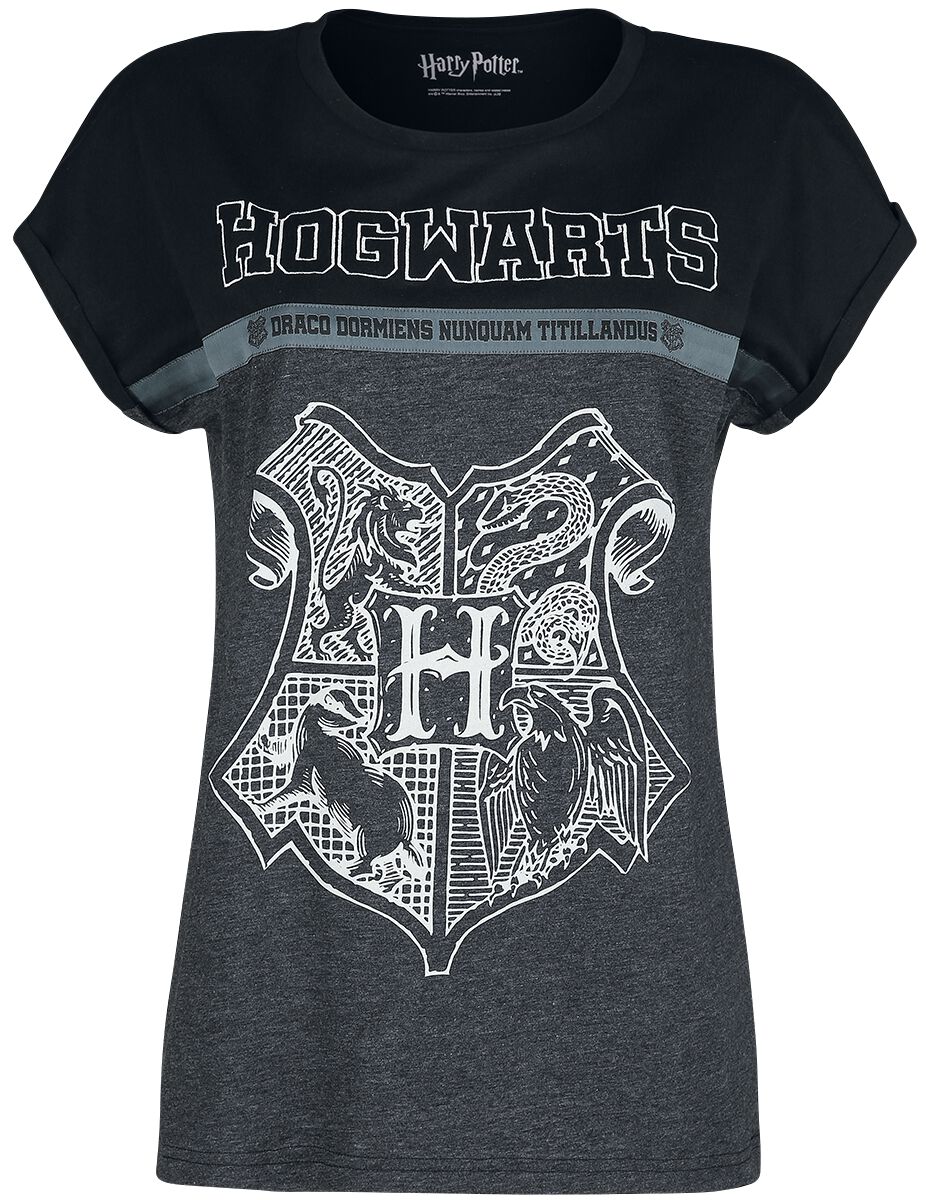Image of Harry Potter Hogwarts Girl-Shirt schwarz/grau meliert