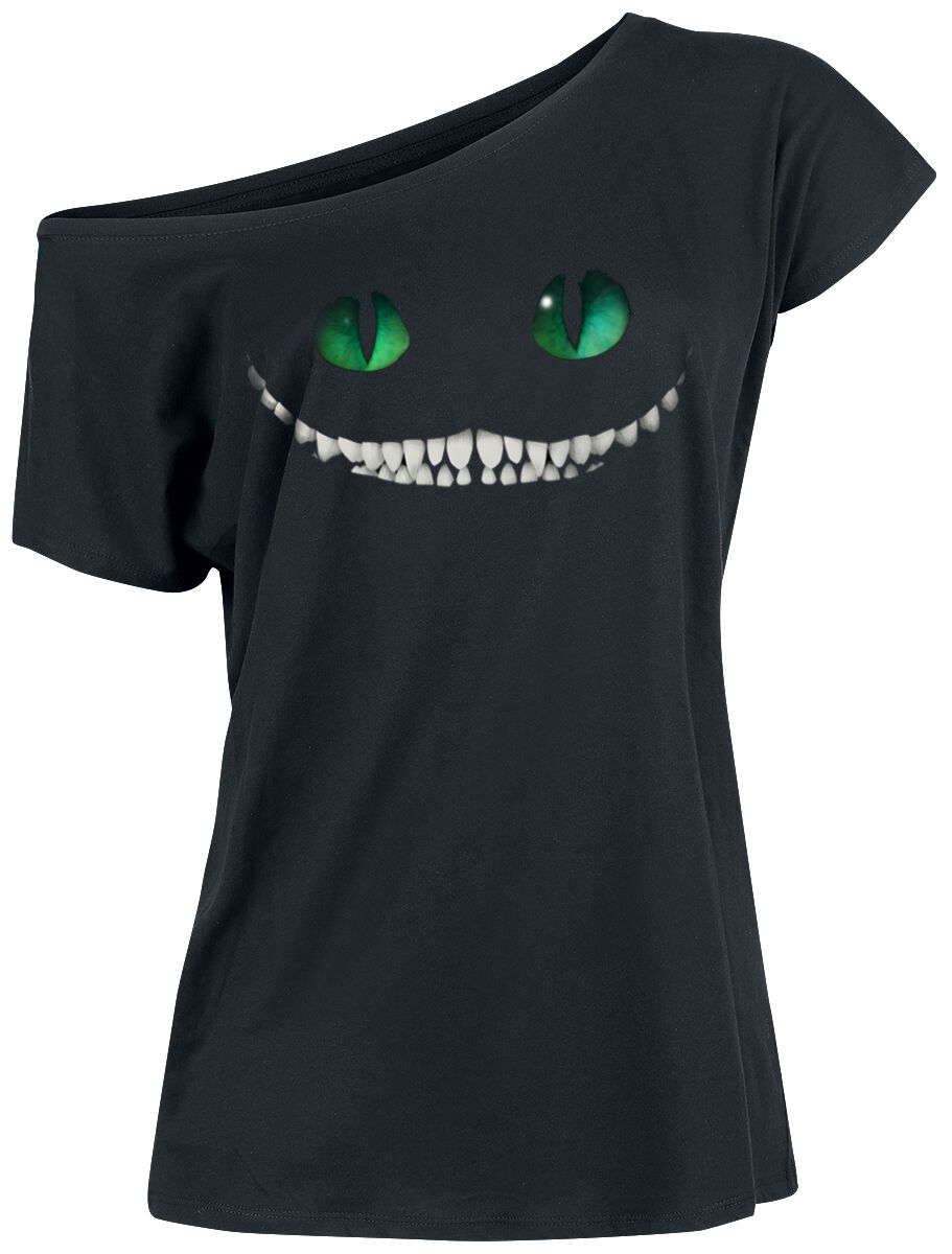 Image of T-Shirt Disney di Alice nel Paese delle Meraviglie - Alice in Wonderland - Cheshire Cat - S a XL - Donna - nero