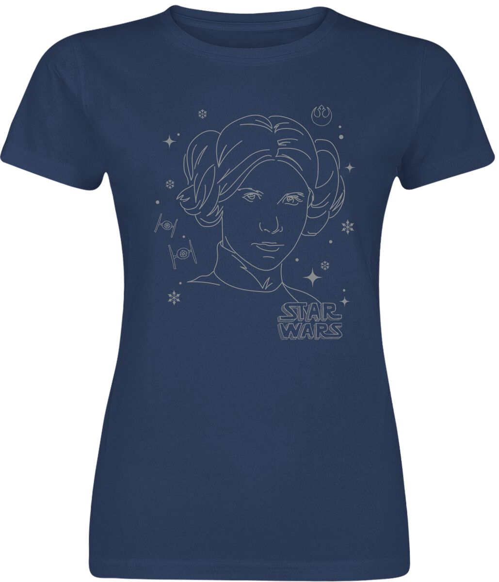 Star Wars Leia Christmas sketch T-Shirt blue