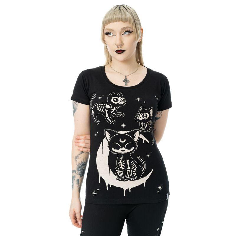 Cupcake Cult - Gothic T-Shirt - Moonlight - XS bis 4XL - für Damen - Größe 3XL - schwarz