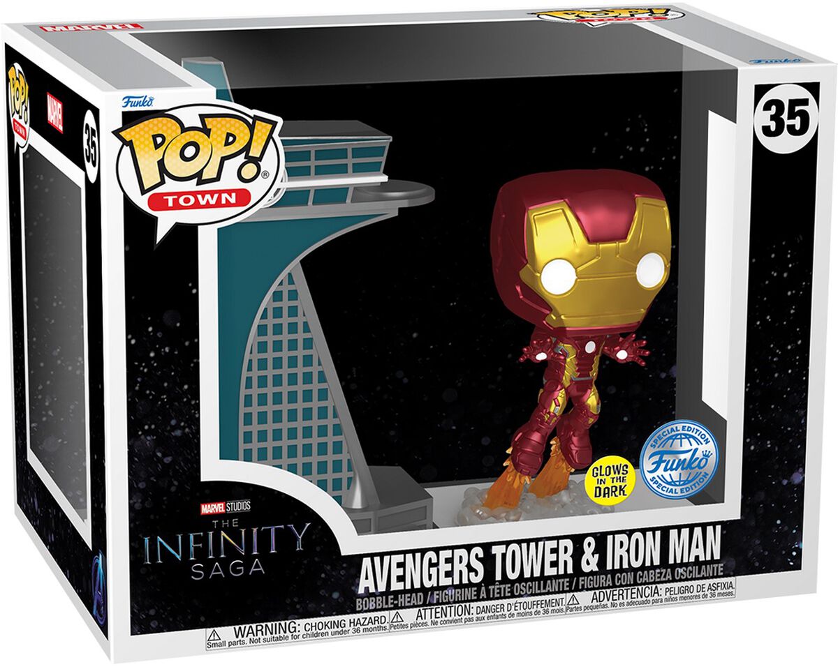 Iron Man Avengers Tower & Iron Man (Funko Pop! Town) (Glow in the Dark) Vinyl Figur 35 Funko Pop! multicolor