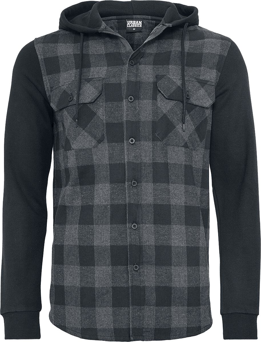 Hooded Checked Flanell Sweat Sleeve Shirt | Urban Classics 