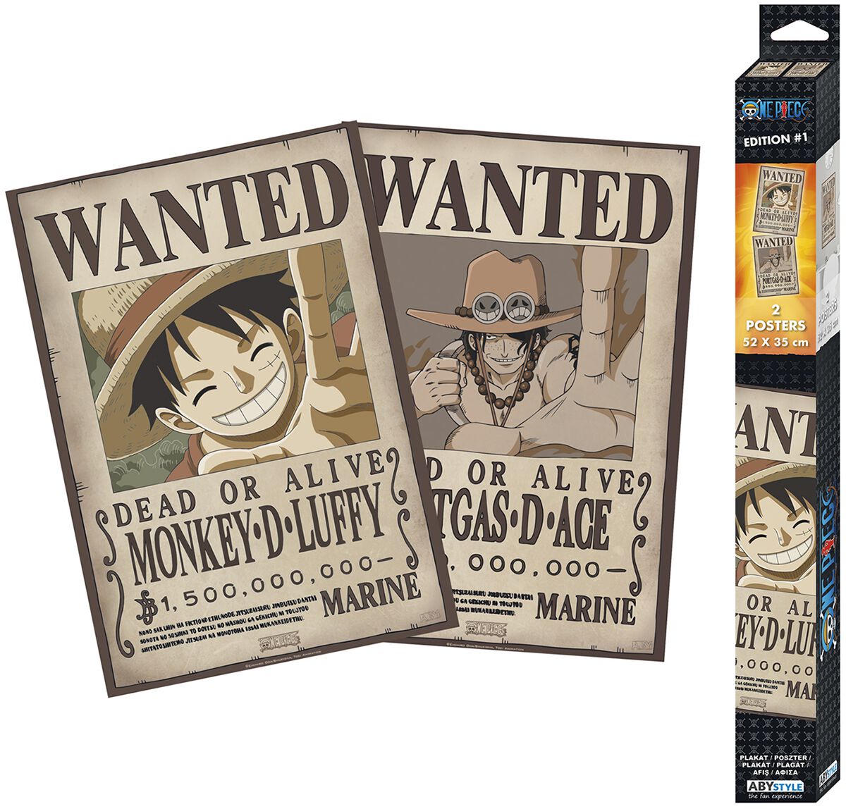 Image of One Piece Wanted Luffy und Ace - Poster 2er Set Chibi Design Poster multicolor