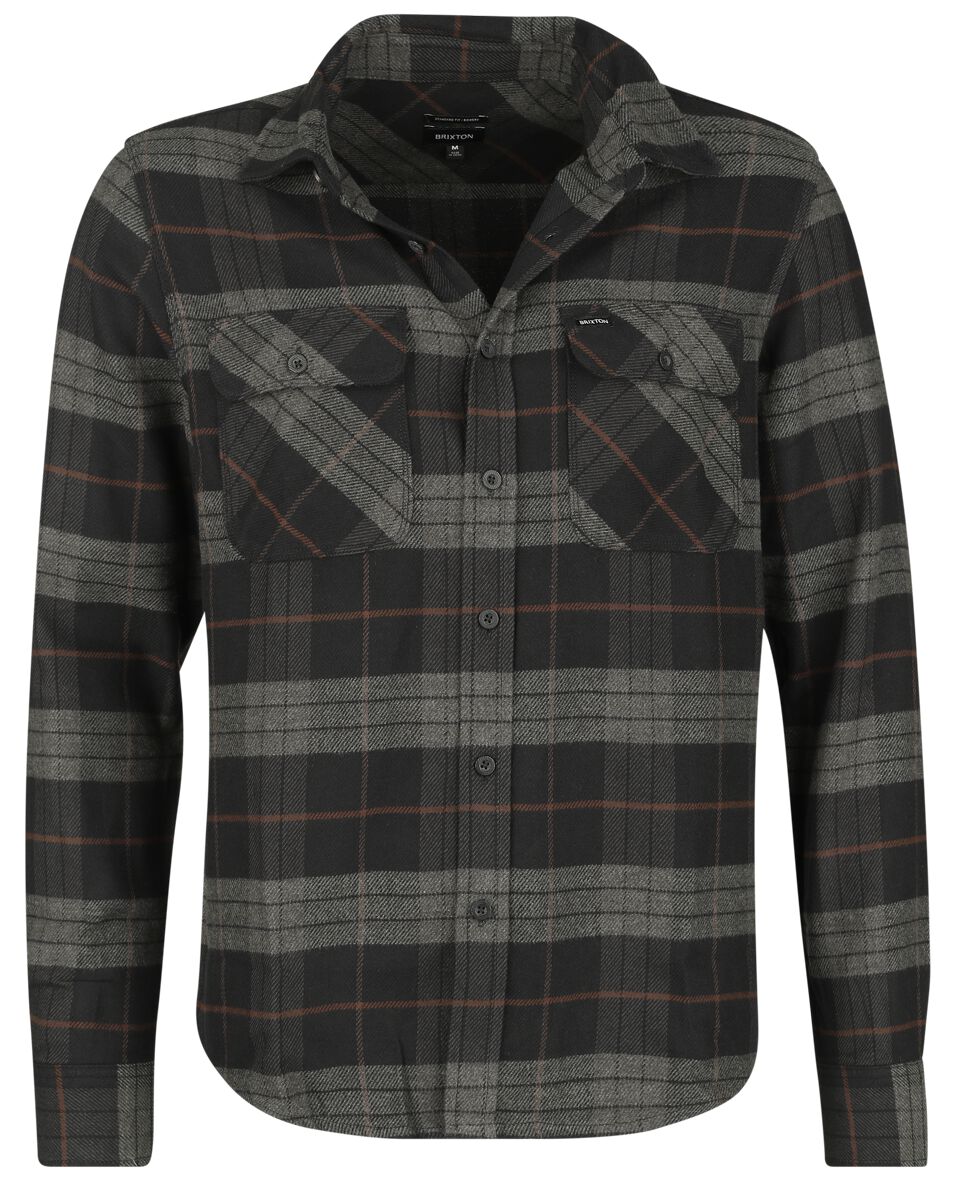Brixton Bowery Flannel Flanellhemd schwarz charcoal in XL