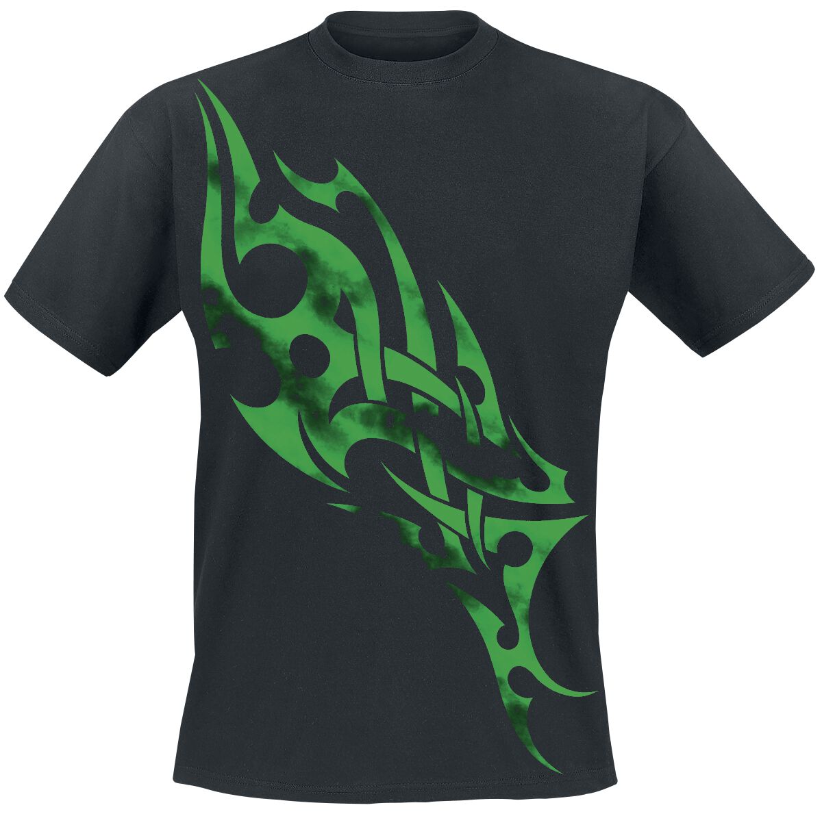 Green Smoky Tribal  T-Shirt black