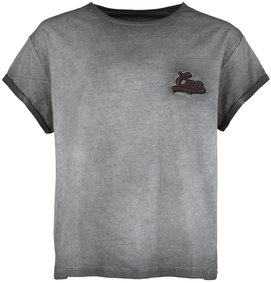 Levně EMP Premium Collection Tričko s výšivkou EMP a opraným efektem Dámské tričko černá