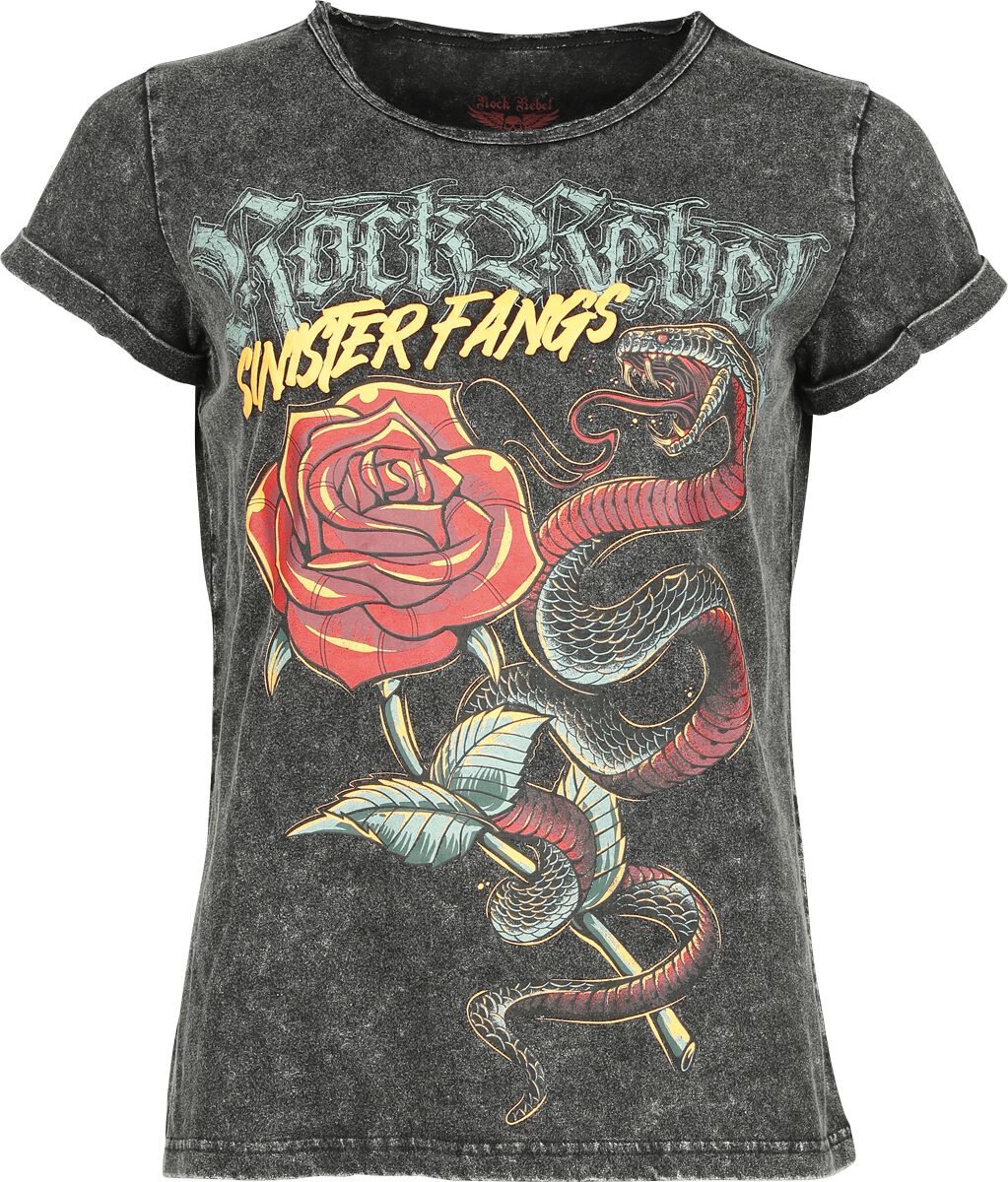 Rock Rebel by EMP T-Shirt with Old School Snake and Puff Print T-Shirt grau in XL