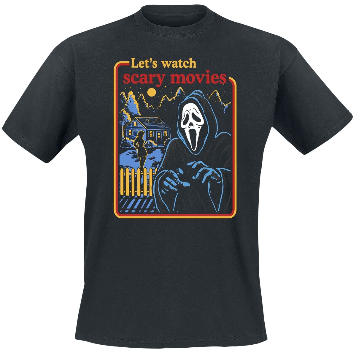T-Shirt - Ghostface - Let`s Watch Scary Movies - M bis XXL - für Männer - Größe XL - schwarz - Lizenzierter Fanartikel - Männer - male