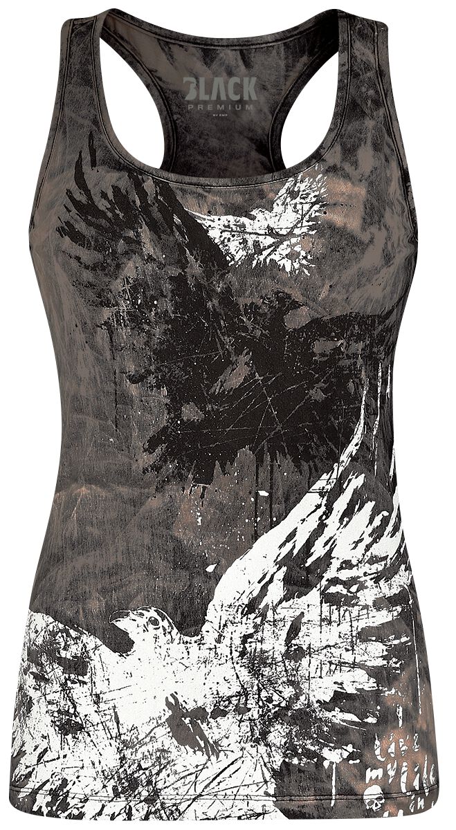 Top mit Waschung und Print Black Premium by EMP - Top -