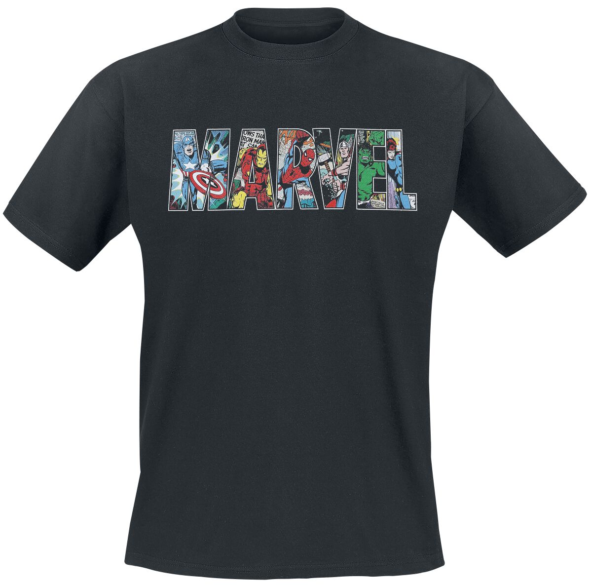 Marvel - Marvel T-Shirt - Character Logo - S bis XXL - für Männer - Größe S - schwarz  - Lizenzierter Fanartikel
