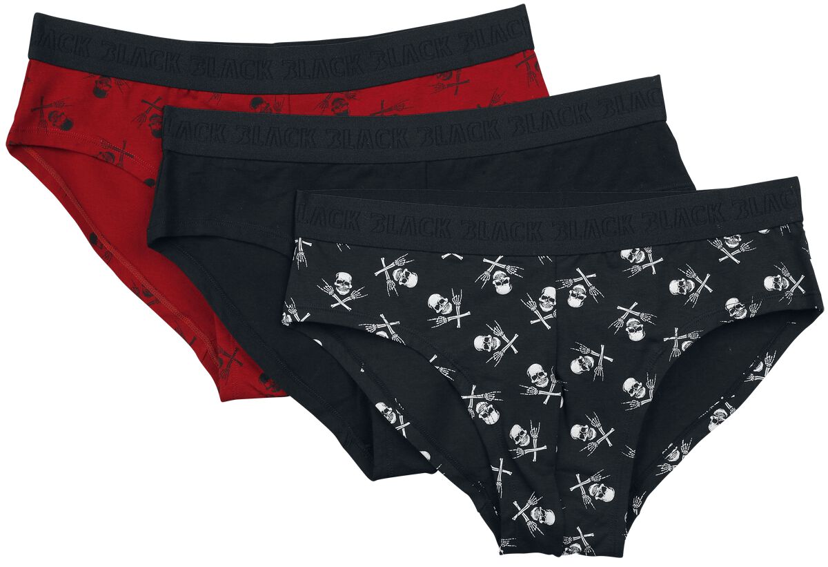 Black Premium by EMP Three Pack Men Briefs with Skulls Boxershort-Set multicolor in XL