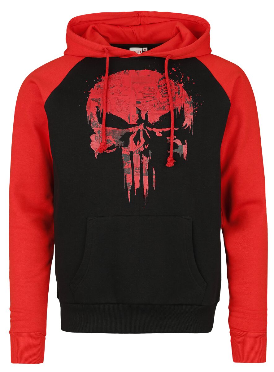 Levně The Punisher Logo Skull Mikina s kapucí cerná/cervená