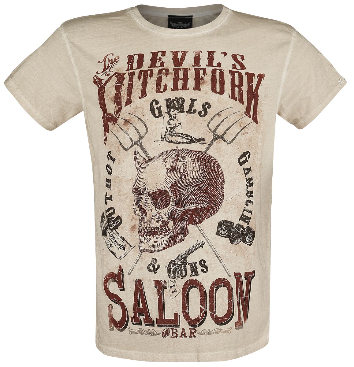 Alchemy England Devil`s Saloon T-Shirt beige in L