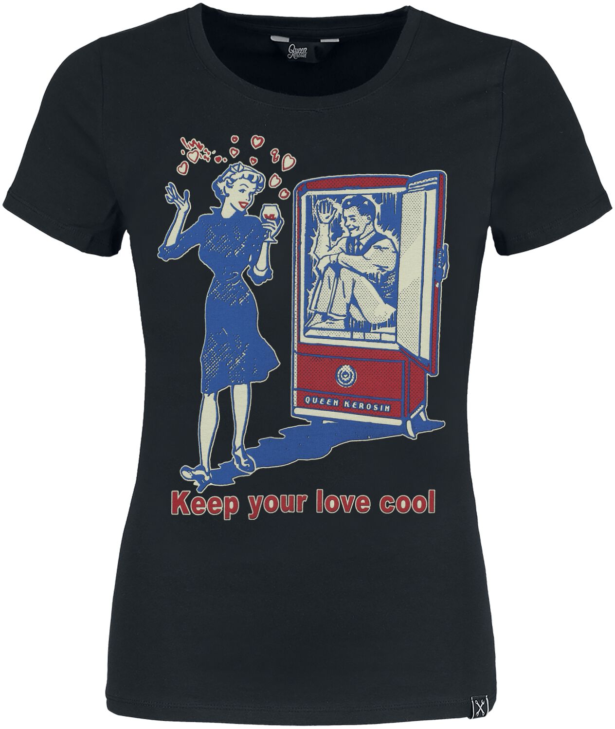 Queen Kerosin - Rockabilly T-Shirt - Keep Your Love Cool - XS bis 4XL - für Damen - Größe L - schwarz