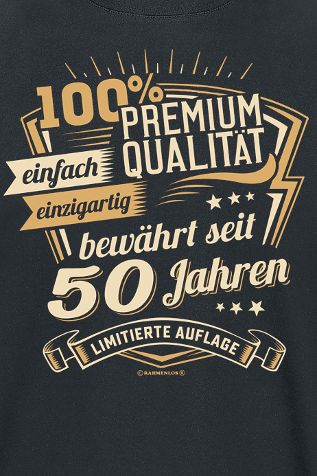 Sprüche T-Shirt - Premium seit 50 Jahren - L bis 3XL - für Männer - Größe 3XL - schwarz