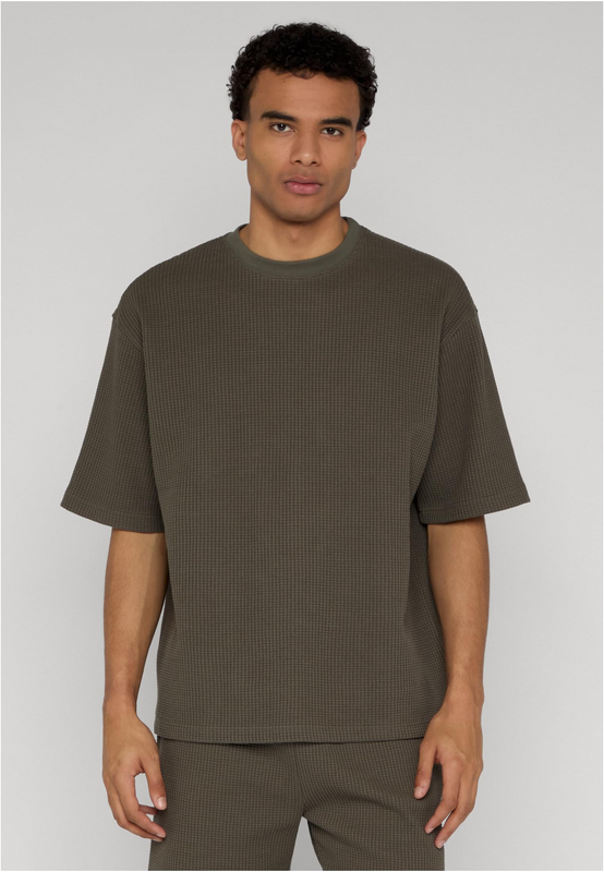 Thumbnail - Urban Classics Thermal Waffle Tee T-Shirt oliv in L