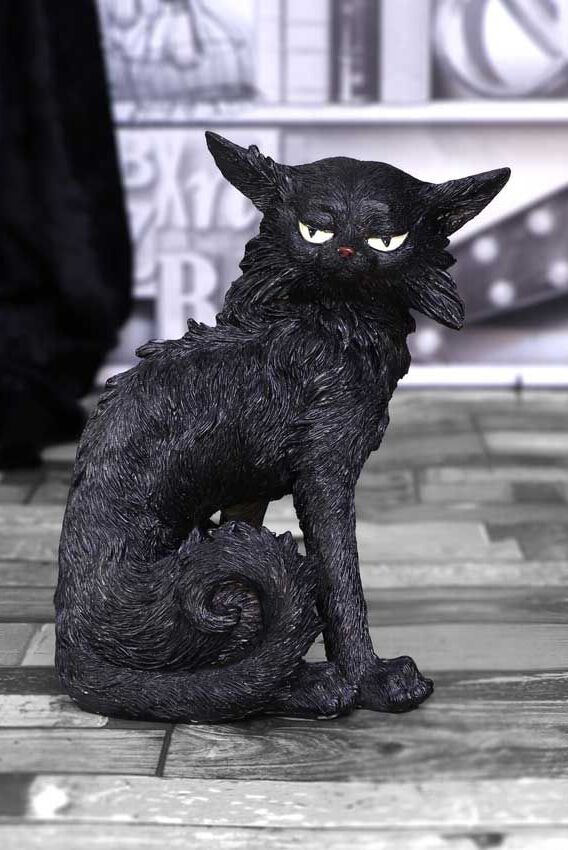 Candelabro De Gato Negro De Resina - 20 Cm, Estilo Gótico, Pintado A Mano, Para Velas