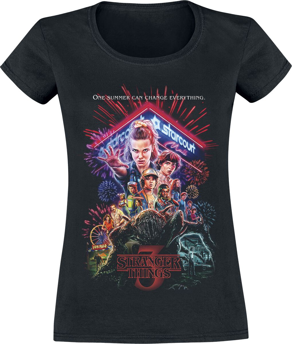 Stranger Things T-Shirt - Staffel 3 Cover - XS bis XXL - für Damen - Größe XS - schwarz  - EMP exklusives Merchandise!