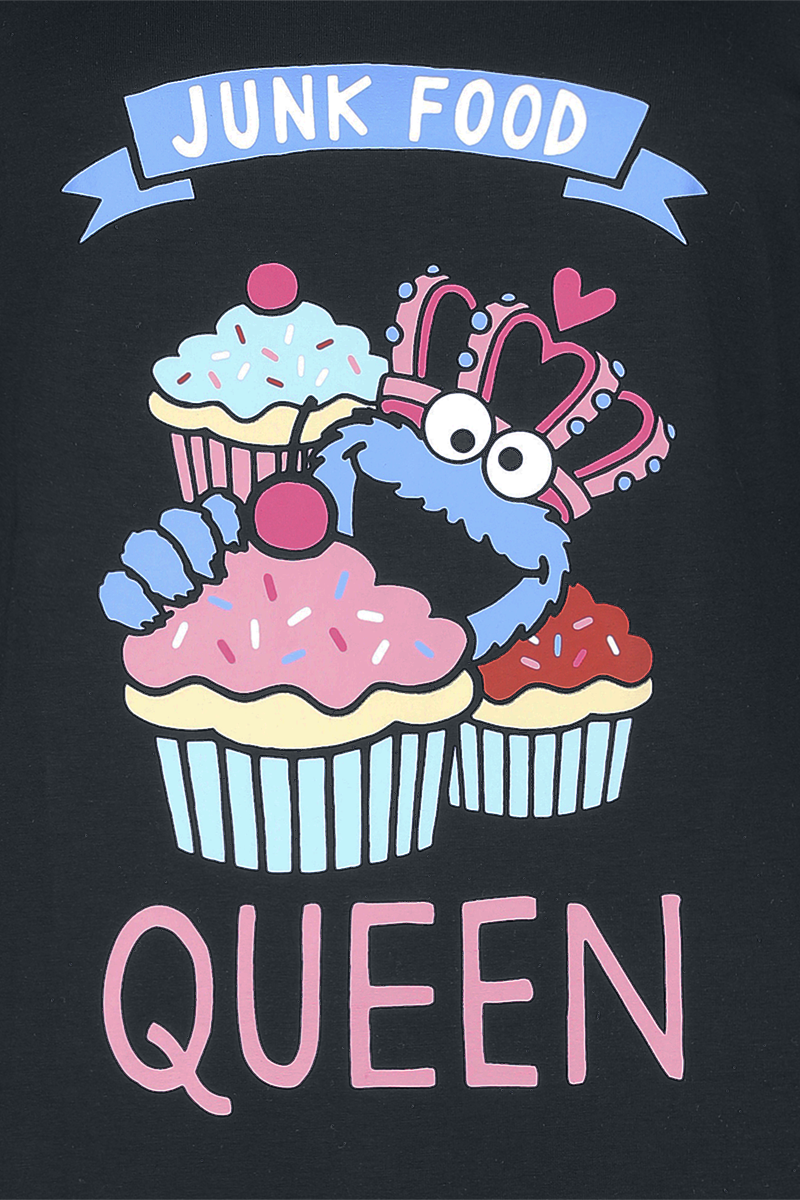 Sesamstraße Junk Food Queen Langarmshirt schwarz