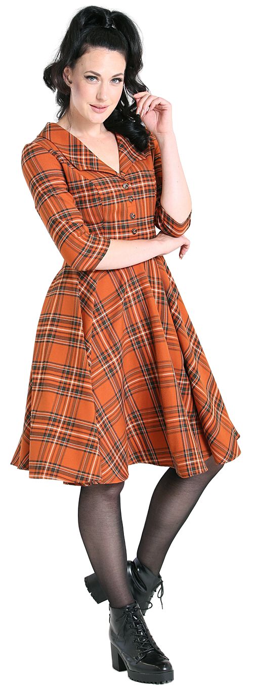 Robe mi-longue Rockabilly de Hell Bunny - Robe Mi-Longue Tawny - XS à 3XL - pour Femme - orange