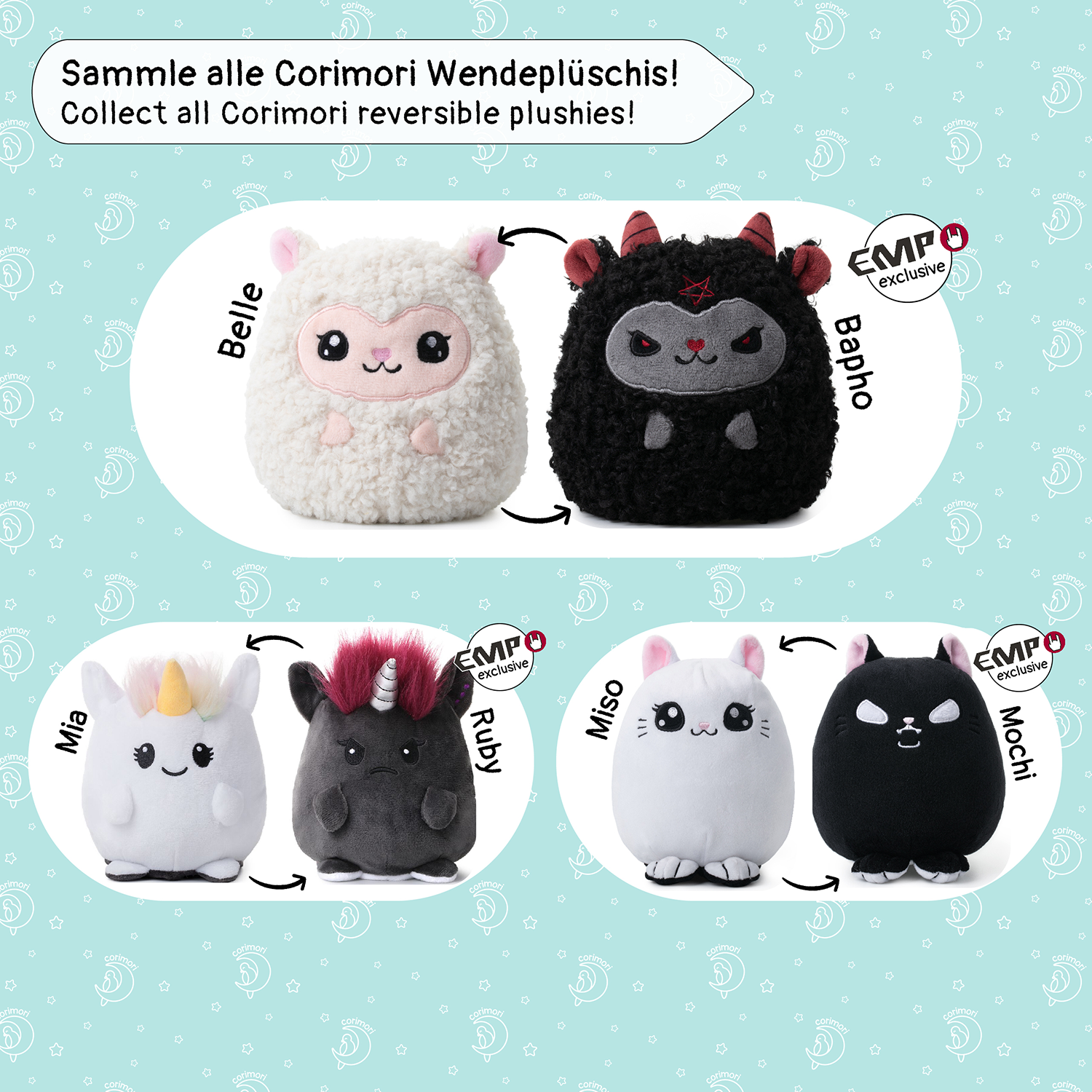 Corimori Kuschelschaf - Belle-Bapho (Wendeplüsch) Plüschfigur weiß schwarz - 18.19% Rabatt