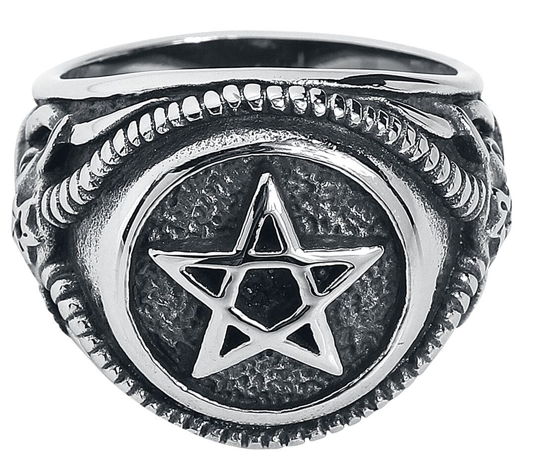 etNox hard and heavy - Gothic Ring - Pentagramm - silberfarben
