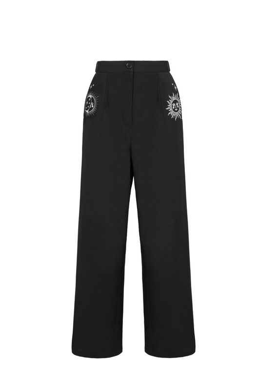 Pantalon en toile Rockabilly de Hell Bunny - CELESTE TROUSERS - XS à XL - pour Femme - noir