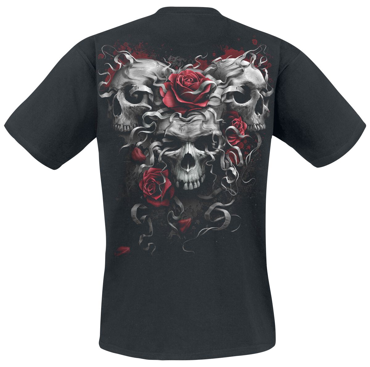 Damen T-Shirt Totenkopf Rosen Skull Roses Schädel Slim Fit Neverless® 