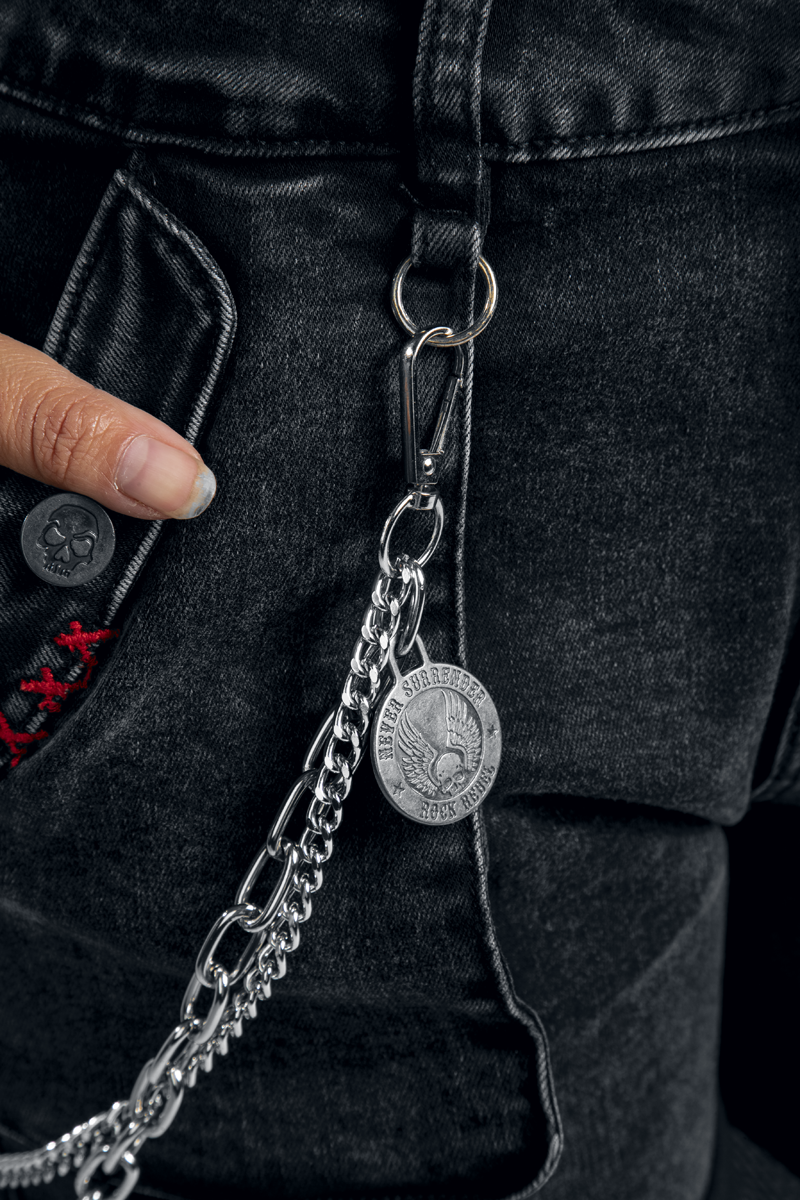 Thumbnail - Rock Rebel by EMP Shorts with Skull Buttons Short grau in 33