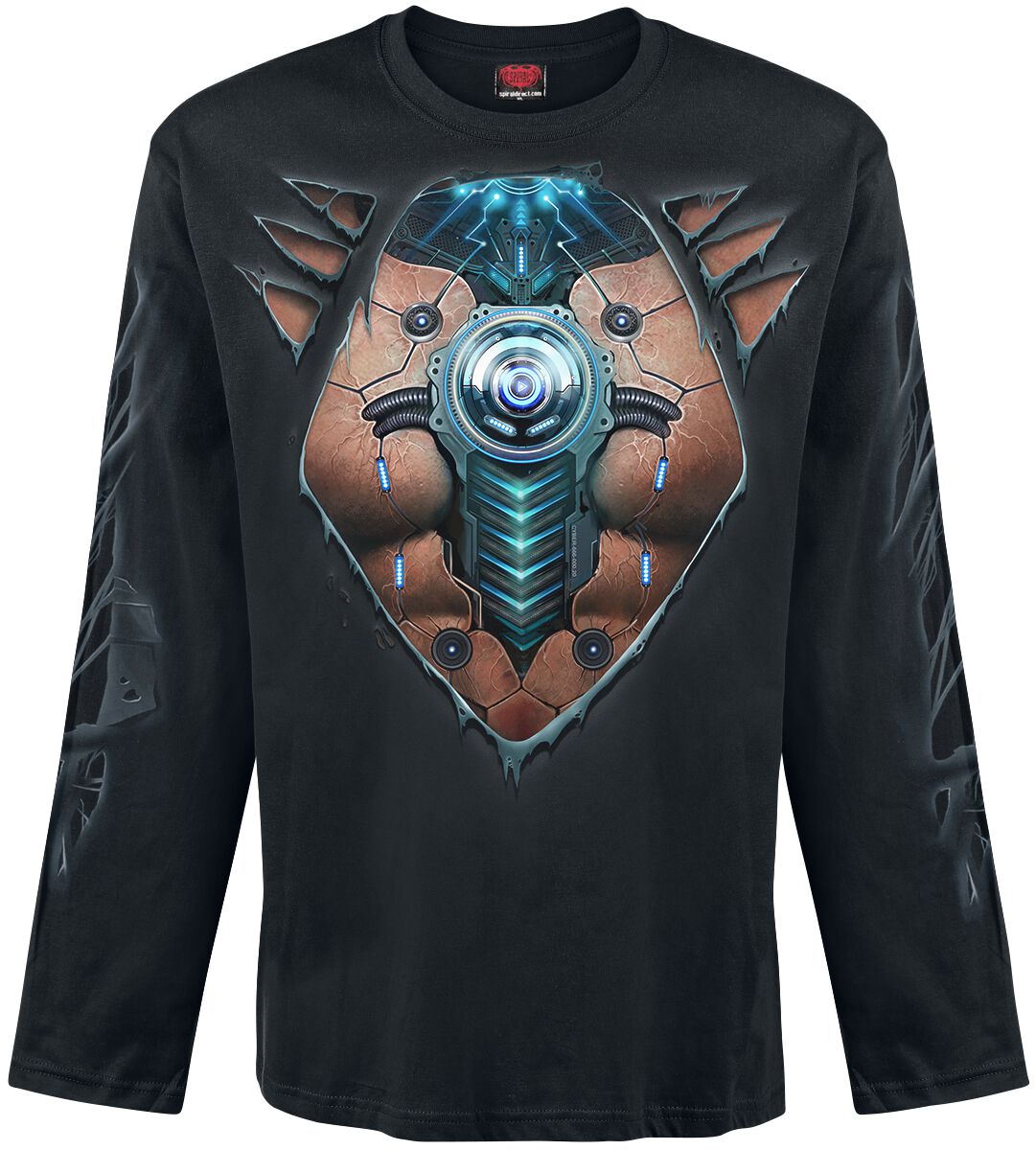 Spiral Langarmshirt - Cyber Skin - M bis XXL - für Männer - Größe XL - schwarz