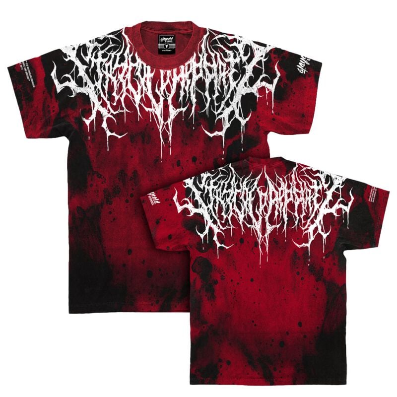 T-Shirt  di Stay Cold Apparel - Reign Of Blood (red tie dye) - Heavy Oversized T-Shirt (250GSM) - Uomo - rosso/nero