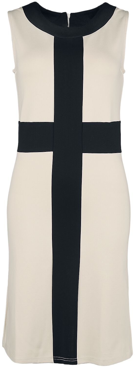 Voodoo Vixen Contrast Stripe Shift Dress Kurzes Kleid beige schwarz – 30.00% Rabatt