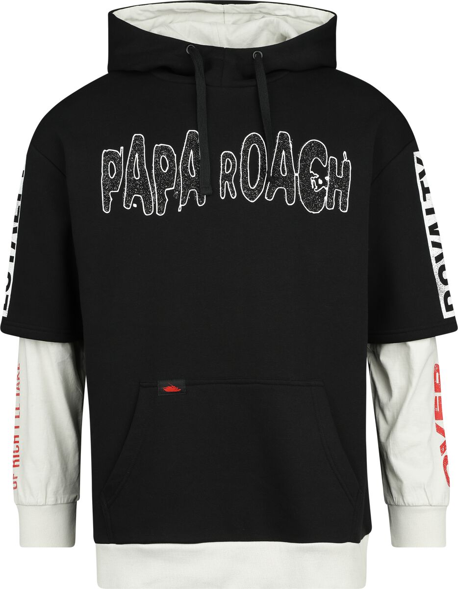 Levně Papa Roach EMP Signature Collection Mikina s kapucí cerná/šedá