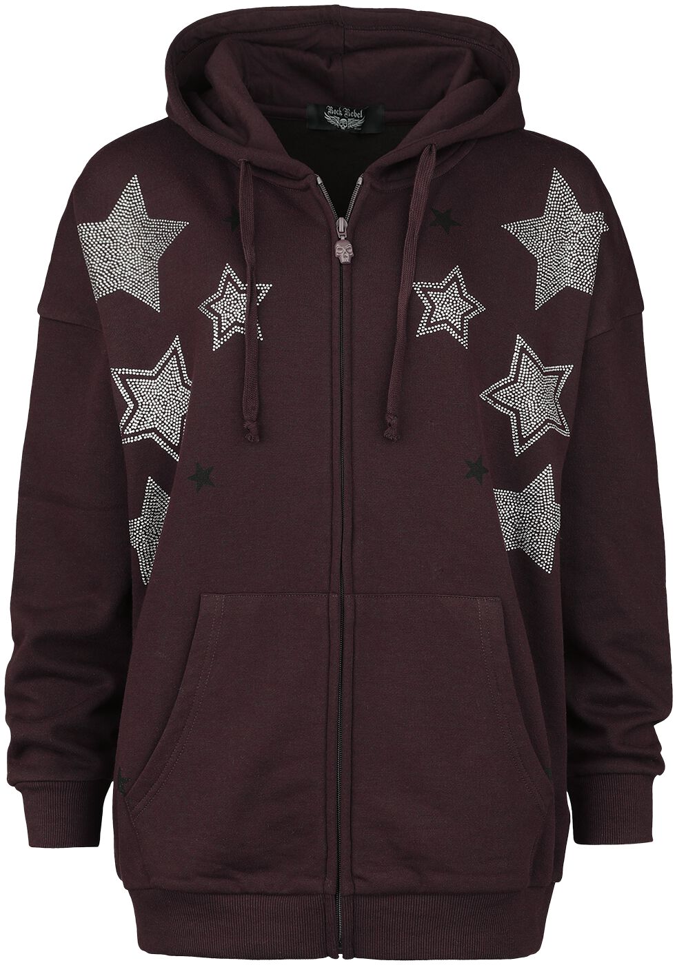 Image of Felpa jogging di Rock Rebel by EMP - Hoodie with stars - S a XXL - Donna - bordeaux