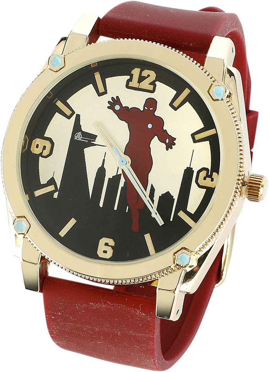 Iron Man - Marvel Armbanduhren - Skyline - für Männer - rot  - Lizenzierter Fanartikel