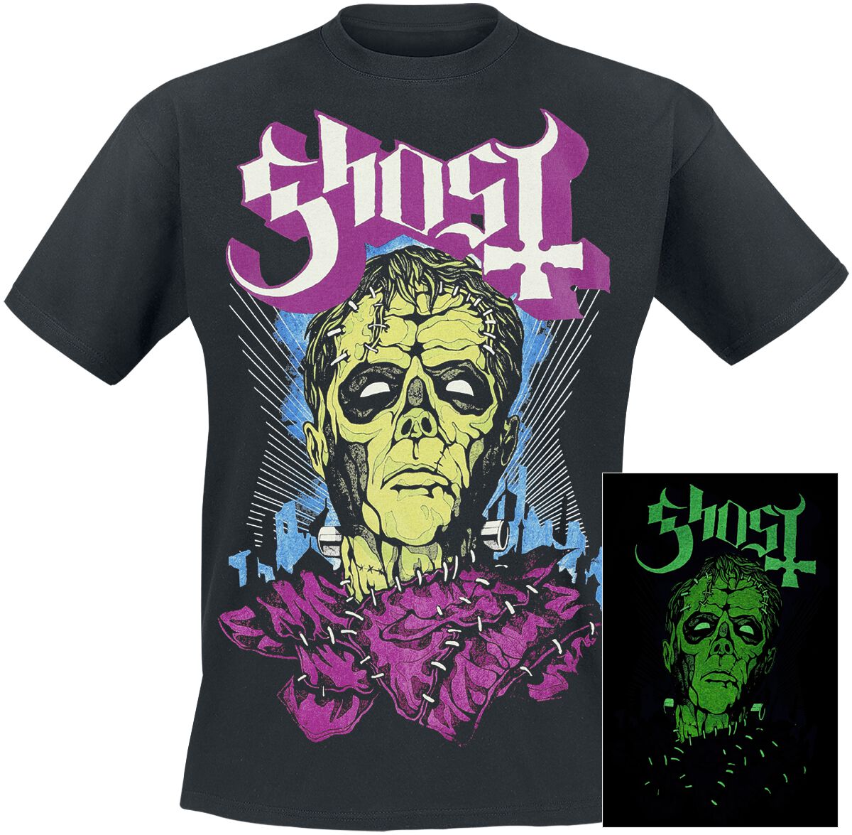Ghost T-Shirt - Frank - Glow In The Dark - S bis 5XL - für Männer - Größe L - schwarz  - Lizenziertes Merchandise!