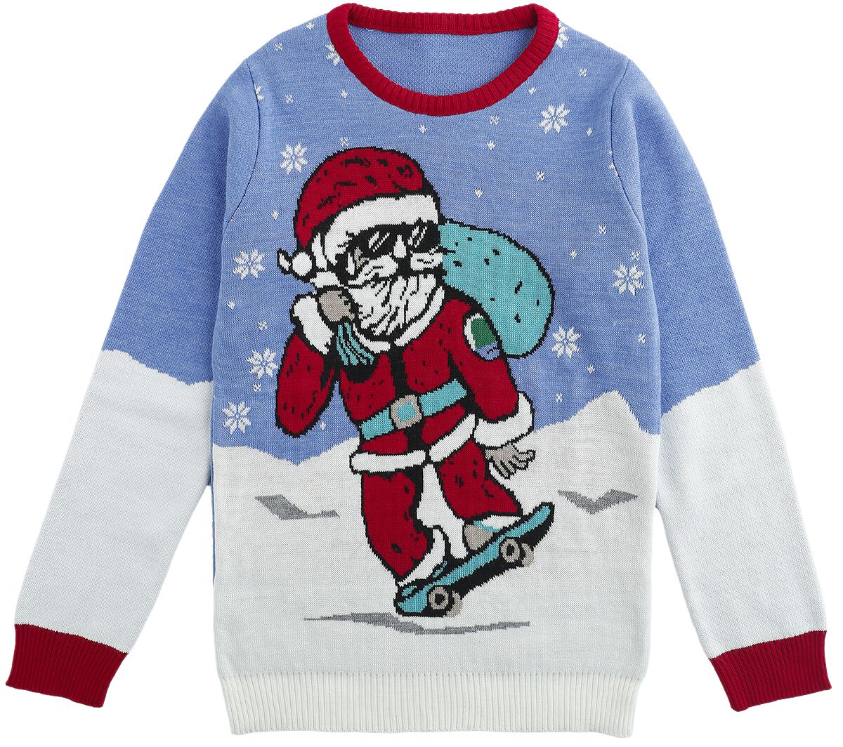 Sweat-Shirt Fun de Pull Moche De Noël - Skating Santa - 128 à 158 - pour filles & garçonse - multico