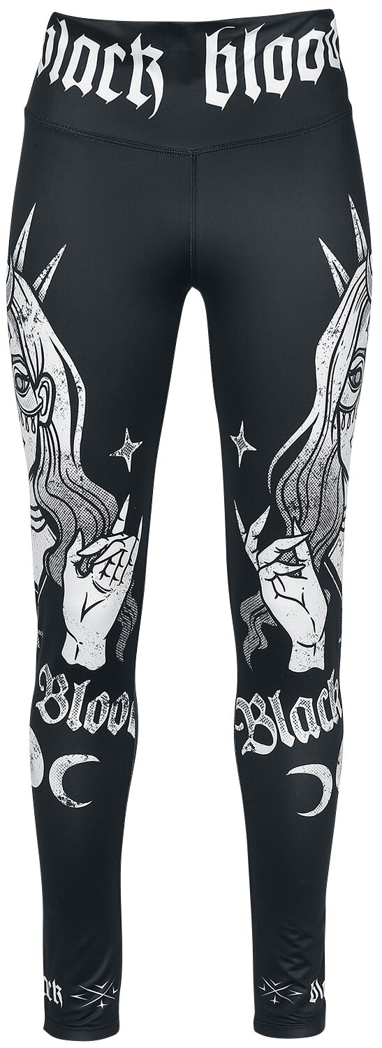 Black Blood by Gothicana Leggings with Large Print on the Legs Leggings black